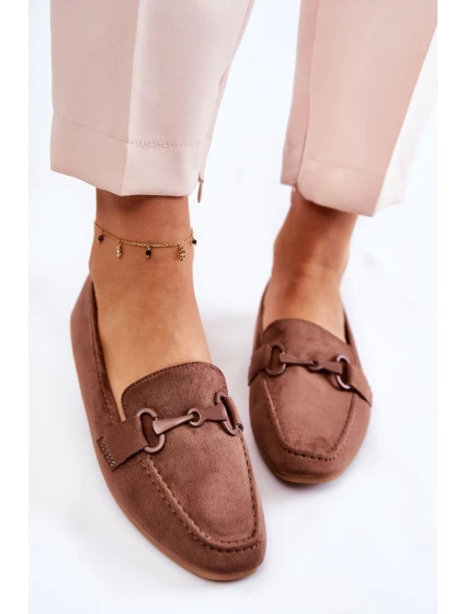 Semišové mokasíny se zdobením hnědé model 21596294 - Boto