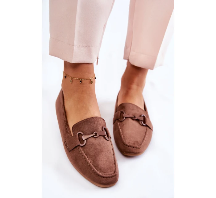 Semišové mokasíny se zdobením hnědé model 21596294 - Boto