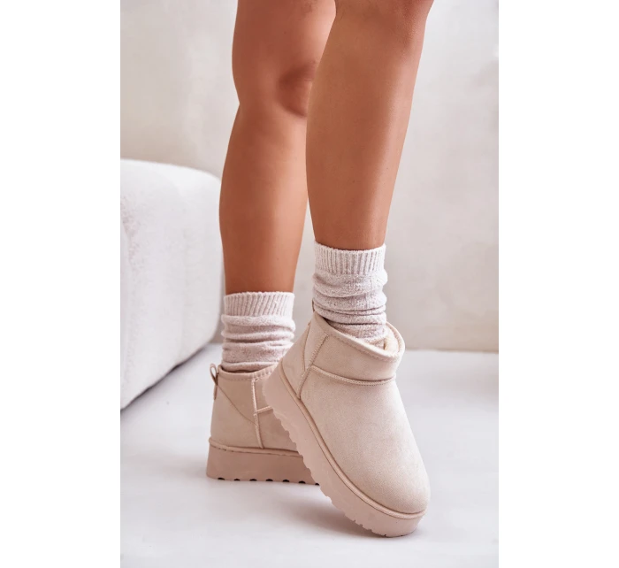 Dámské Sněhule Na Platformě Zateplené Kožíškem Světle Béžové model 21672090 - Boto Dámské Sněhule Na Platformě Zateplené Kožíškem Světle Béžové model 21672090 - Boto