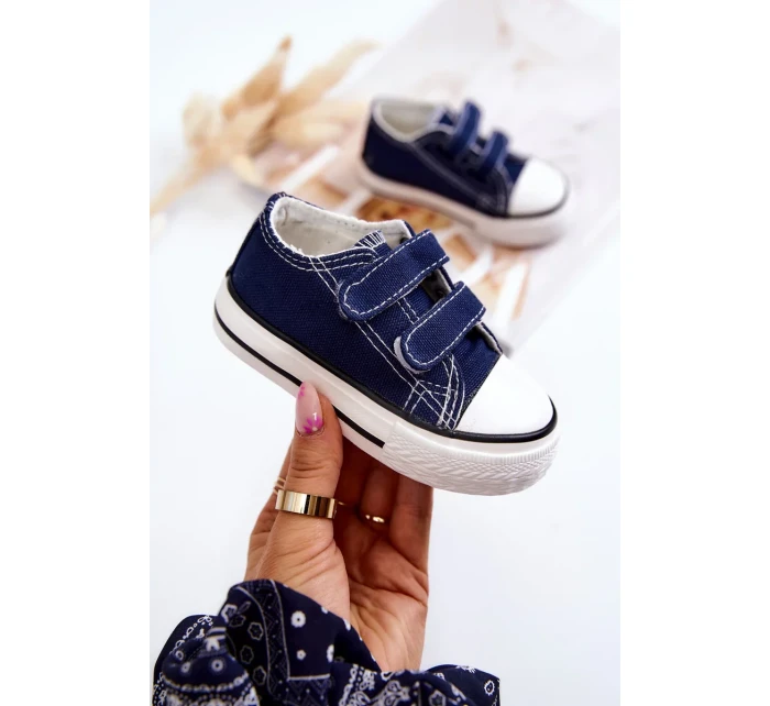 Dětské tenisky na suchý zip námořnická modrá Bernie