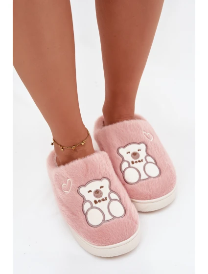Dámské chlupaté papuče s medvídkem – růžové Noralie Dámské chlupaté papuče s medvídkem – růžové Noralie