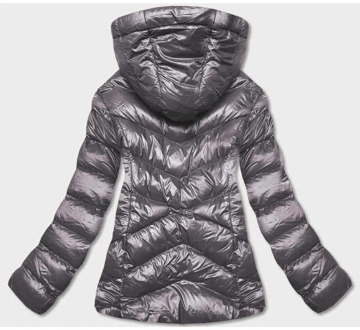 Tmavě šedá krátká dámská zimní bunda (23066-105)