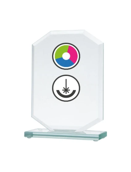 Trofeum szklane z nadrukiem kolorowym grawerowaniem farbą model 21829036 Trofeum szklane z nadrukiem kolorowym grawerowaniem farbą model 21829036