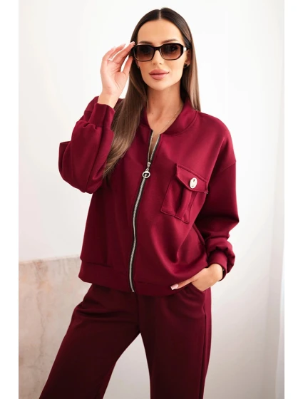 Komplet dámský máslový z viskózy s rozepínací mikinou a kalhotami švestkový Komplet dámský máslový z viskózy s rozepínací mikinou a kalhotami švestkový