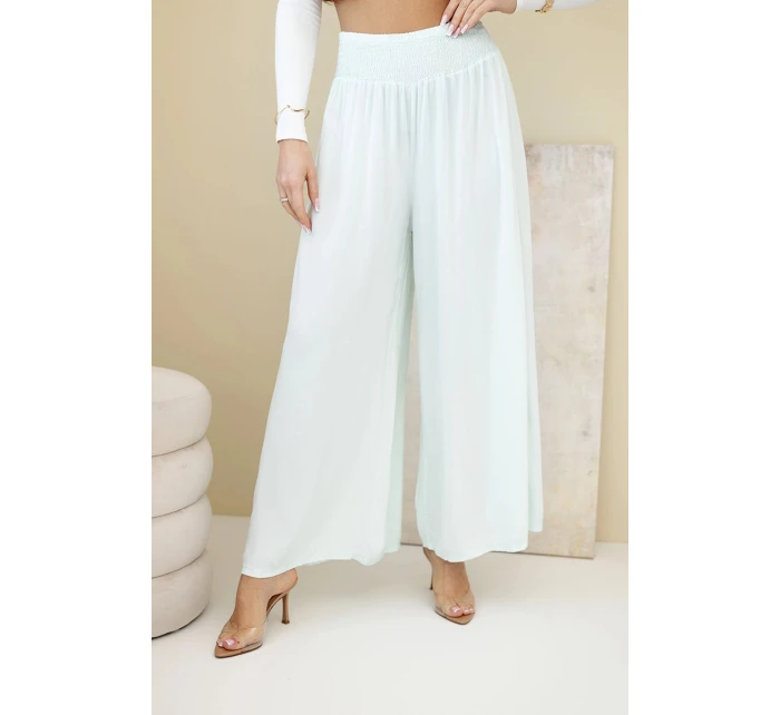 Dámské viskózové kalhoty s elastickým pasem mátové Dámské viskózové kalhoty s elastickým pasem mátové
