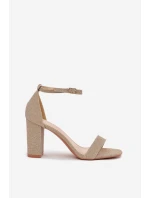 Lesklé Dámské Sandály Na Podpatku Zlaté model 21703987 - Boto Lesklé Dámské Sandály Na Podpatku Zlaté model 21703987 - Boto