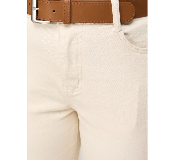 Dámské úzké džíny s páskem mírně vypasované ecru FashionStreet UY2922