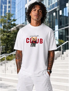 Tshirt męski oversize z nadrukiem bawełniany biały model 22216173 - FashionStreet