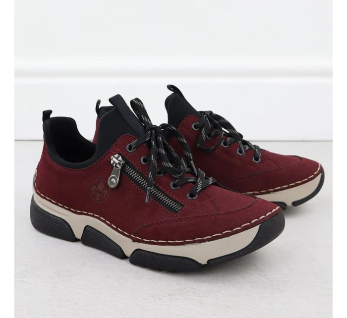 Pohodlné dámské polobotky bordó model 21905304 - Rieker Pohodlné dámské polobotky bordó model 21905304 - Rieker