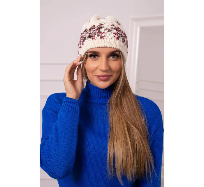 Dámská čepice Florence K350 ecru+bordeaux Dámská čepice Florence K350 ecru+bordeaux