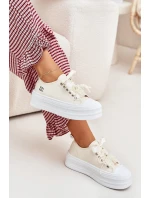 Dámské Tenisky Na Platformě S Dekorativním Šněrováním Béžové model 21701280 - Boto Dámské Tenisky Na Platformě S Dekorativním Šněrováním Béžové model 21701280 - Boto