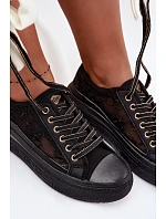 Dámské tenisky s krajkou na platformě model 22095265 Černé - Lee Cooper Dámské tenisky s krajkou na platformě model 22095265 Černé - Lee Cooper