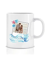 Personalizovaný klasický bílý keramický hrníček 300 ml s polaroidem z dovolené