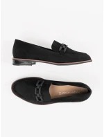 Zajímavé dámské  mokasíny černé bez podpatku
