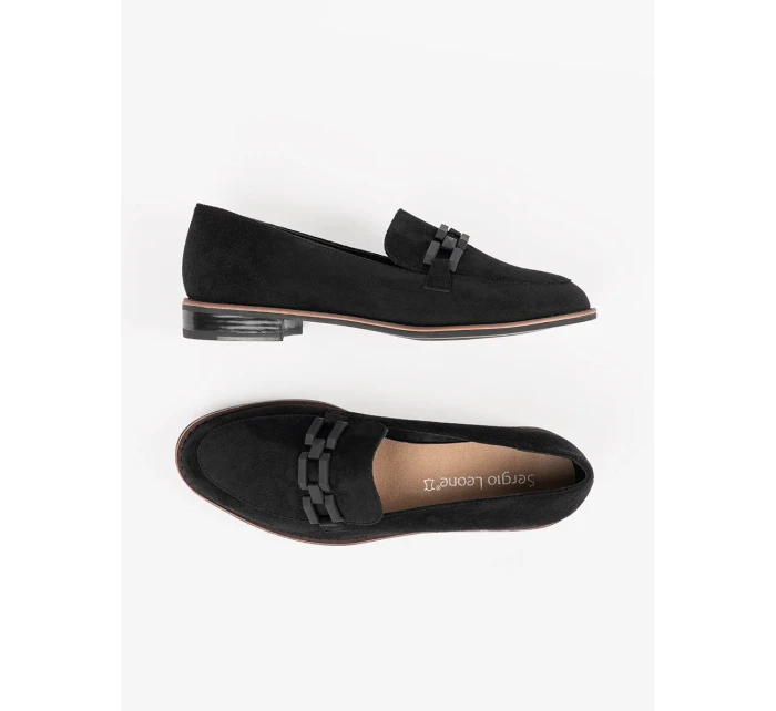 Zajímavé dámské  mokasíny černé bez podpatku