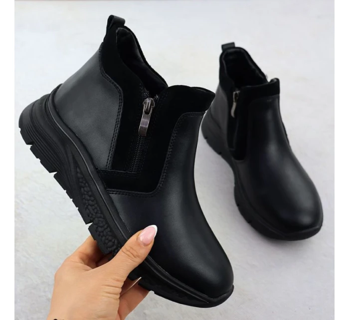 Dámské kožené zateplené boty na zip černé Filippo 7292 Dámské kožené zateplené boty na zip černé Filippo 7292