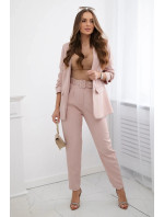 Elegantní souprava saka a kalhot pudrově růžová