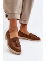 model 21652470 Semišové Dámské Mokasíny na Ploché Podrážce Hnědé - Zazoo