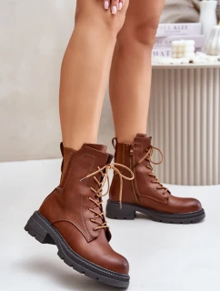 Zateplené boty workery na zip hnědé model 21675724 - Boto
