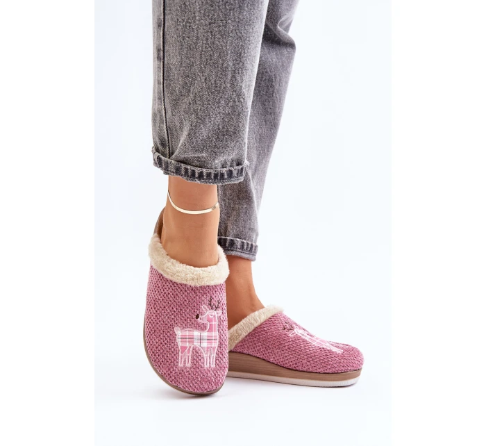 Dámské Pantofle S A Kožíškem  Růžové model 21677372 - Inblu