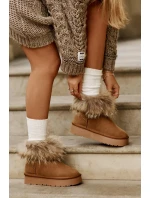 Kožené Sněhule Na Platformě S Kožešinou Camel model 21677869 - Boto