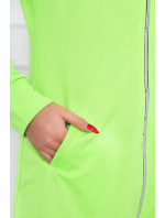 Šaty s kapucí a kapucí zelené neonové barvy