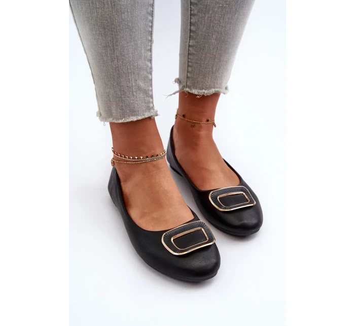 Černé balerínky z ekokůže s dekorací Enicoria Černé balerínky z ekokůže s dekorací Enicoria