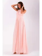 Společenské dámské šaty bez rukávů dlouhé růžové Růžová model 15042527 - EVA&#38;LOLA