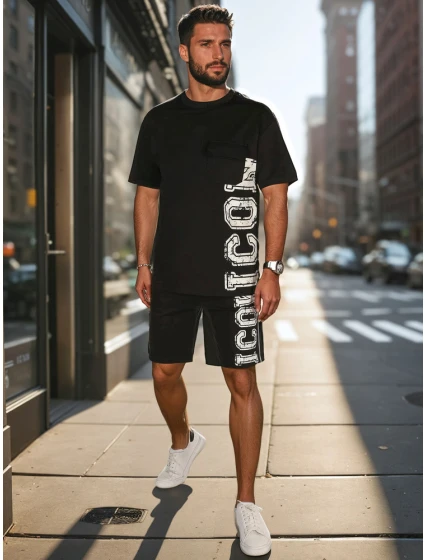 Pánská souprava s potiskem černá Dstreet model 21988649 - FashionStreet