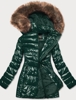 Zelená lesklá dámská zimní bunda (7723MID)