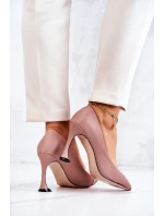 Módní kožené boty na jehlách růžové model 21581493 - S.Barski