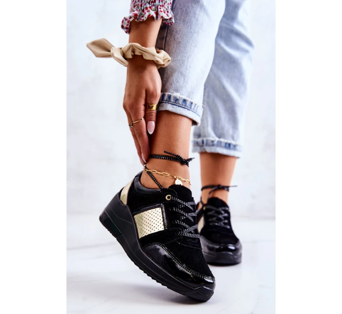 Dámské sportovní boty na klínu Černá model 21581677 - S.Barski