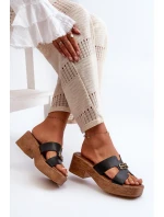 Zazoo 40412 Kožené Elegantní Dámské Žabky S Zlatým Ozdobou Černé