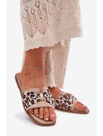 Dámské Pantofle Na Plochém Podpatku S Mašlí Béžové model 21702398 - Boto Dámské Pantofle Na Plochém Podpatku S Mašlí Béžové model 21702398 - Boto