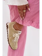 Dámské kožené semišové tenisky model 22031953 světle zelené - D&A