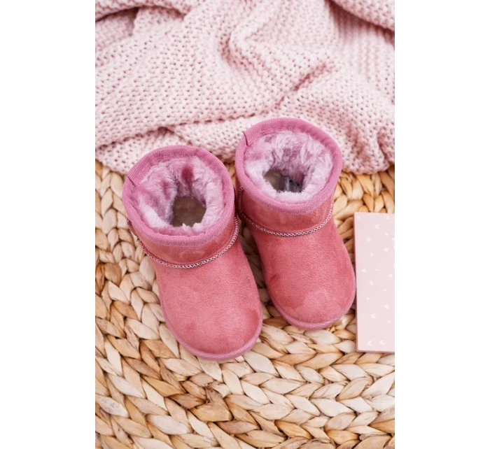 Dětské Teplé Sněhule Semišové Růžové Gooby Dětské Teplé Sněhule Semišové Růžové Gooby