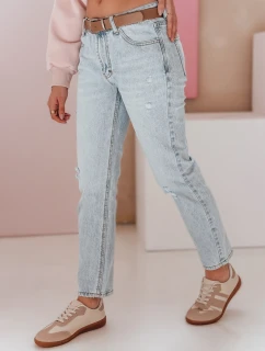 Dámské džínové kalhoty slim fit s páskem modré Dstreet model 21983375 - FashionStreet