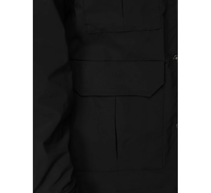 Pánská přechodná bunda s kapucí černá FashionStreet TX5133 Pánská přechodná bunda s kapucí černá FashionStreet TX5133