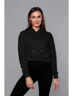 Krátká černá tepláková mikina s kapucí (8B939-3)