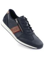 Pánské pohodlné kožené polobotky Rieker v tmavě modré barvě 11927-14