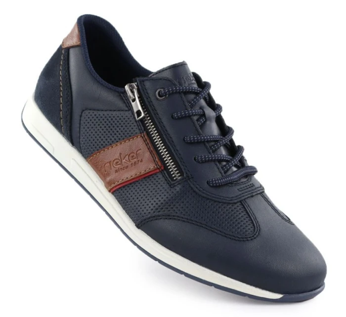 Pánské pohodlné kožené polobotky Rieker v tmavě modré barvě 11927-14