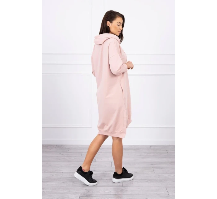 Šaty s kapucí a delšími zády tmavě pudrově růžové Šaty s kapucí a delšími zády tmavě pudrově růžové