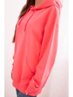 Dámská mikina s kapucí a klokankou z bavlny růžová