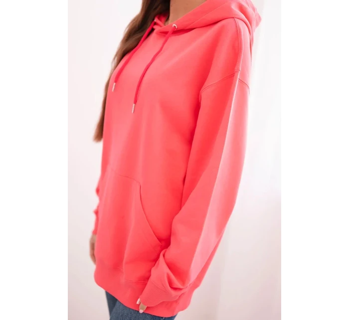 Dámská mikina s kapucí a klokankou z bavlny růžová