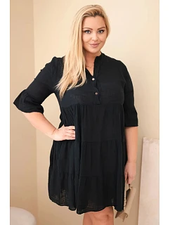 Dámské bavlněné šaty Plus Size s volánky černá