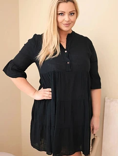 Dámské bavlněné šaty Plus Size s volánky černá