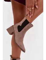 Kožené semišové dámské kotníčkové boty na podpatku s vyhříváním Artiker 57C0045 béžové