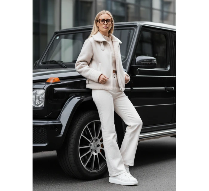 Dámský semišový kabát z ovčí kůže KASAMIRA white FashionStreet TY4739
