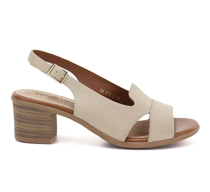 Dámské kožené sandály béžové Sergio Leone SK578-S
