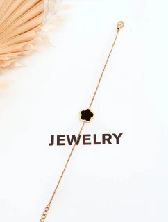 Dámský náramek s černým květem zlata